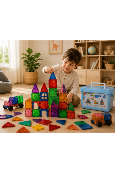 Magblock 108 Parça Manyetik Yapı Blokları - Tamamı Mıknatıslı - Çocuklar İçin...