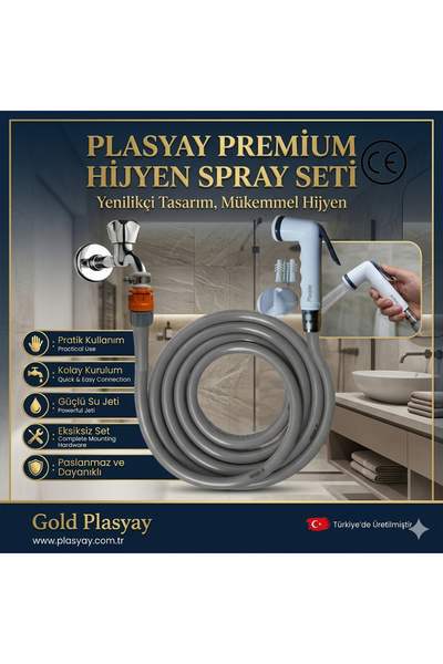 PLASYAY Düz Hortumlu Tekne Yat Yıkama ve Sulama Kelepçe Adaptörlü Şattaf Başl...