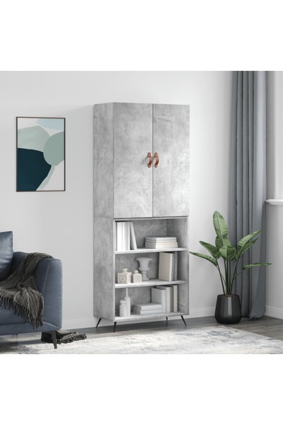Concept Dulap înalt, gri beton, 69,5x34x180, lemn compozit