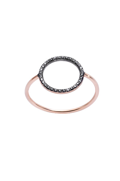 Lisa&Co. Inel Aur Circle of Life - Black Diamonds 52 mm / Aur roz / Diamant n...
