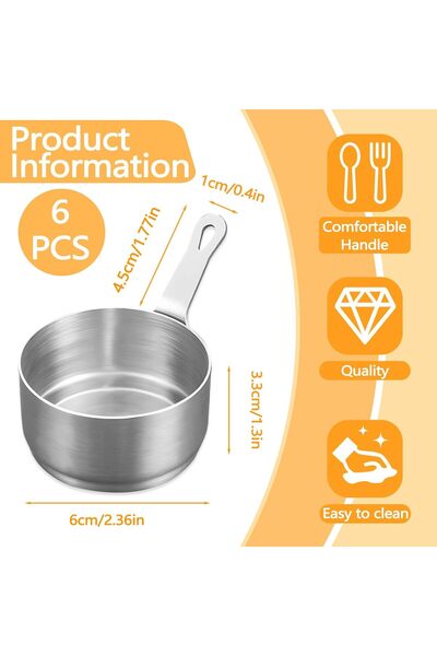 Arabest 6-Piece 304 Stainless Steel Dipping Sauce Cups, 2.7 oz Reusable Metal...