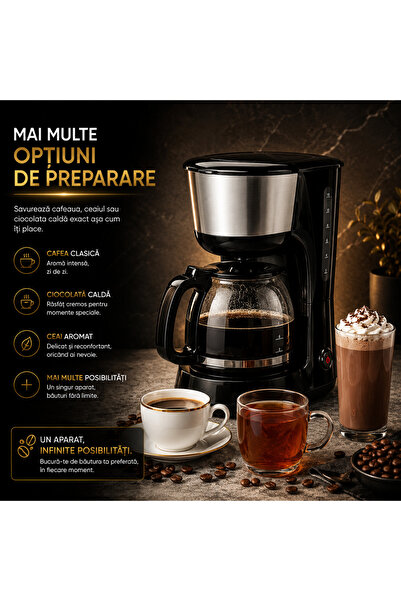 Sofia Concept Cafetieră cu ciocolată, 1000 W, cană de 1,25 L, anti-picurare, menține cald, argintiu