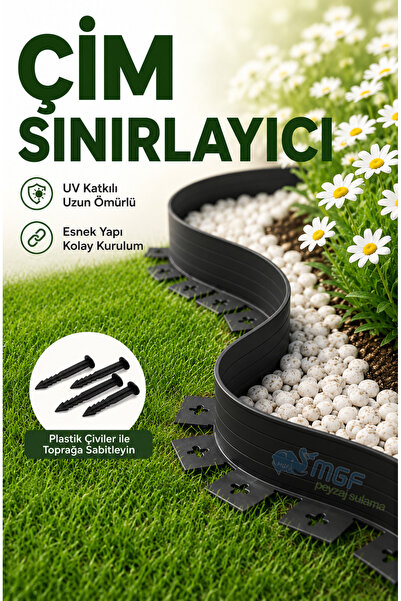 MGF PLAST Mgf 10 METRE SİYAH Çim Sınırlayıcı Esnek Plastik Çim Ayırıcı Taş To...