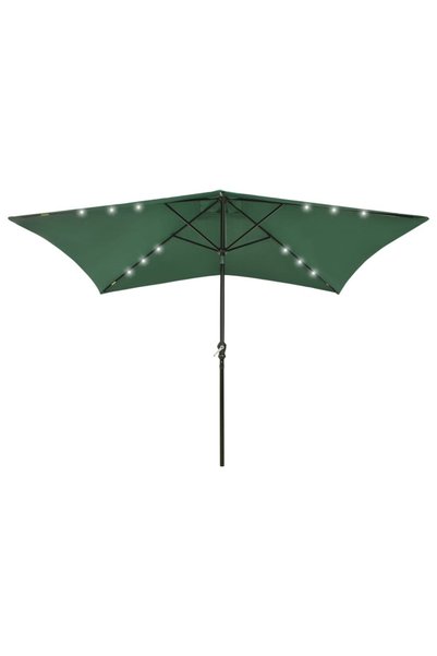 Concept Umbrelă de soare cu stâlp din oțel & LED-uri, verde, 2x3 m