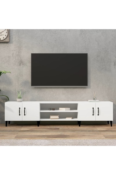 Concept Comodă TV, alb, 180x31,5x40 cm, lemn prelucrat