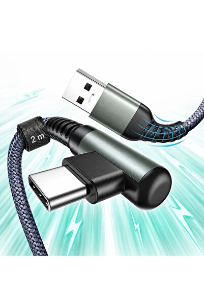 Timebox Cablu de date și încărcare rapidă 2m QC 3.0 USB la Type-C, unghi de 9...