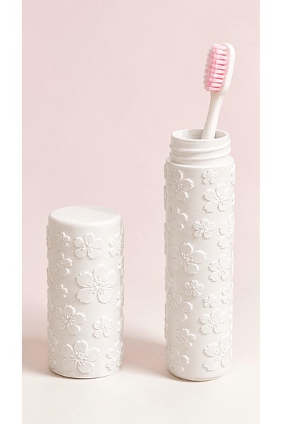 Belupa Flower Patterned Toothbrush Box with Lid Travel Type Hygienic Storage ...