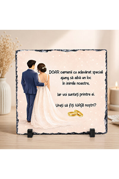 peGiftuiala Placă Ardezie Personalizată Cerere Nași – Cadou Nași Nuntă