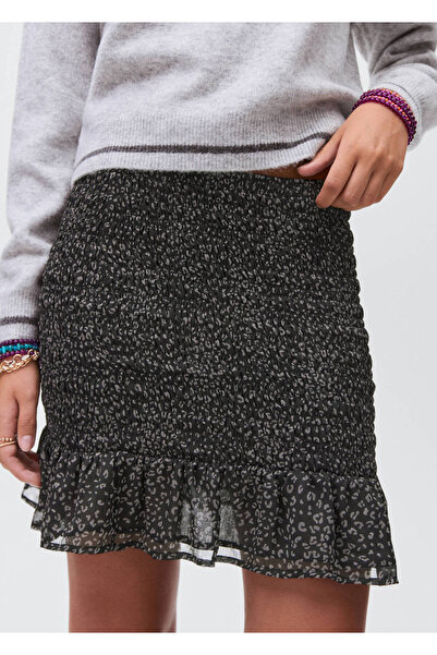 Mango Teen Leopar desenli volanlı etek