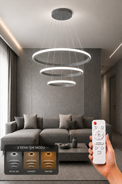 AvizeGO Rizon 3’lü LED Sarkıt Avize 3 Renk Kumandalı