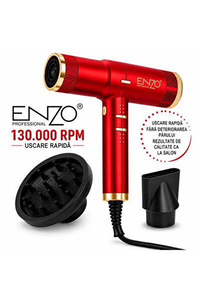 OEM Uscător Profesional ENZO, 130.000 RPM, 1845W, Tehnologie Ionică, 2 Accesorii