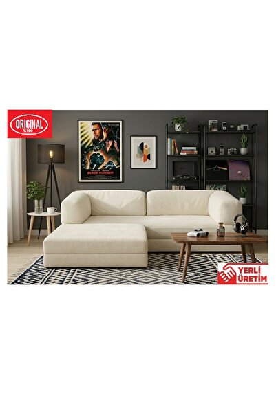 HEREV K160X160 KÖŞE TAKIMI ŞARK KÖŞESİ YATAKLI KANEPE YIKANABİLİR KADİFE KUMAŞ