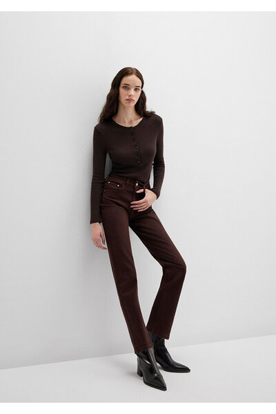Mavi New York Braune Gabardine-Hose 101441-91340