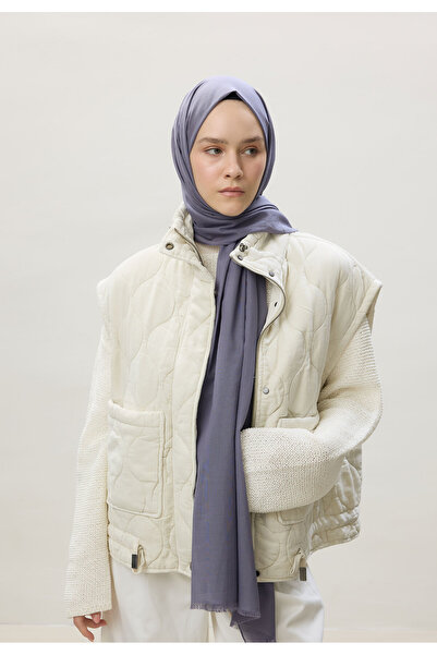 Freshscarfs İnce Pamuk Vual Şal Mavi / Gri