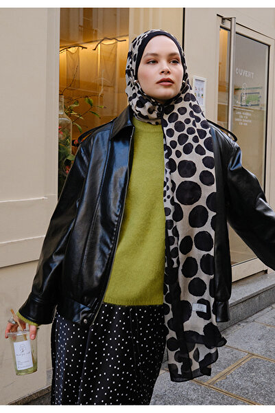 Freshscarfs Σάλι ράμι με σχέδιο πουά, μαύρο