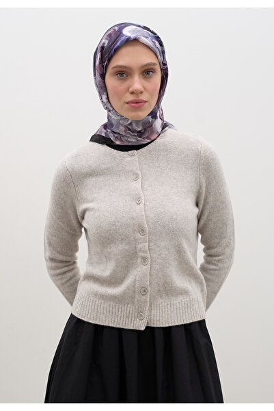 Freshscarfs Μωβ Φουλάρι από βαμβάκι και βισκόζη με σχέδιο Nerissa