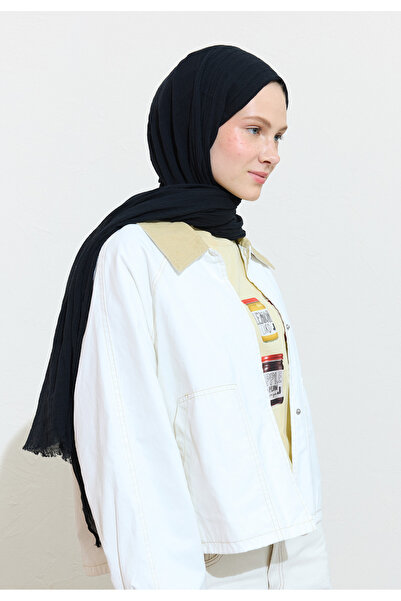 Freshscarfs Pamuklu Keten Şal Black Truffle