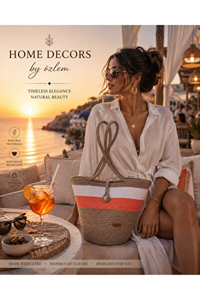 Straw Bag Shoulder Bag Beach Bag Handmade Design Style Summer Fashion-30cmx40-42cm
