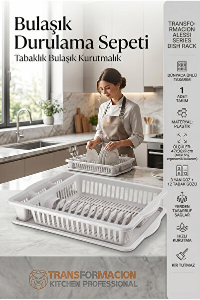 Transformacion BEYAZ Alessi Maxi Boy Tezgah Üstü Tabaklık Bulaşık Kurutmalık ...
