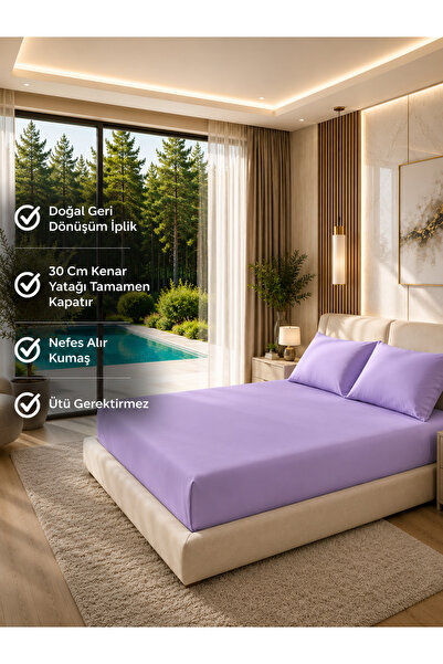 ELY PARKER Lastikli Çarşaf Takımı (Nevresim Kumaşı) Pamuklu-Yastık Kılıflı, Ç...