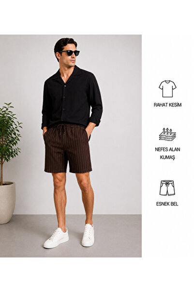 WENMİNG Bürümcük Crinkle Fabric Summer Men's Shirt and Crepe Shorts Top and B...