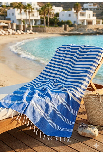 bohemian buldan Hand-Woven Organic Cotton Blue Beach Loaf 90x190