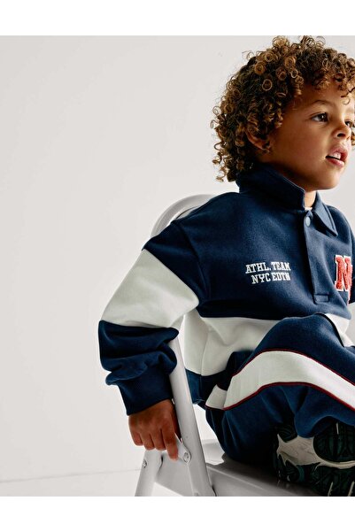 Marks & Spencer Pamuk Karışımlı Çizgili Rugby Üst (2-8 Yaş)