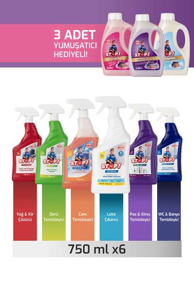 STOP Forte Temizlik Paketi 6'lı Set (3 Adet Yumuşatıcı Hediyeli)