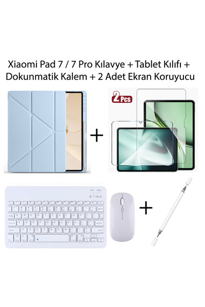 Yesnıce Xiaomi Pad 7 / 7 Pro Uyumlu Standlı Kılıf Ve Dokunmatik Kalem Ve Klav...