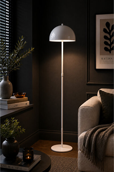 Luna Lighting Viyana Model Beyaz Metal Ayaklı Bohem Lambader 145 cm Metal Baş...