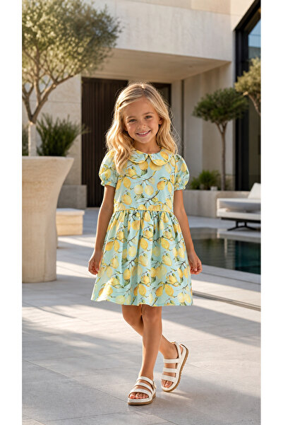 HÇ Hülya Çelik KİDSWEAR 2018 Kız Çocuk Limon Desenli Elbise