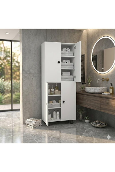 zerkaconcept Firan Mdf 6 Raflı Çok Amaçlı Mutfak Banyo Ayakkabılık Dolabı 70cm