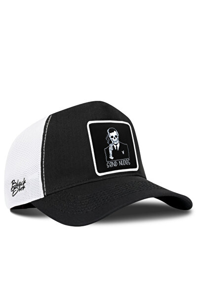 BlackBörk Kurukafa Logolu Cordura Siyah-Beyaz Trucker Şapka