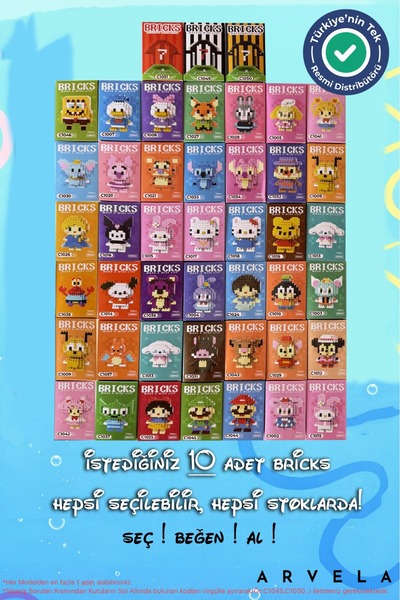 Arvela 10 Adet Bricks Marka Tamamı Seçmeli Mini Blok Seti - 10lu - Sen Ne Seç...