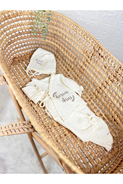 lambkin Baby Kişiye Özel Nakışlı Bebe Yaka Müslin Tulum %100 Pamuk Yenidoğan ...