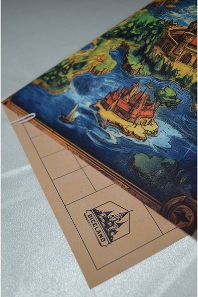 DiceLand Ana Kıta - Krem A3 Çift Taraflı Grid Map TTRPG Battle Map Kutu Oyunu...