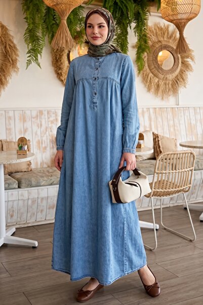 InStyle Ρόμπα Placket Indigo Demin Φόρεμα
