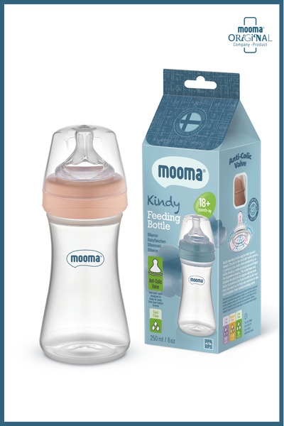 MOOMA Biberon Kindy Anti-Colic Pp 250 ml 18 luni (flux rapid) - Old Rose