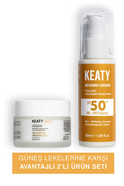 KEATY Güneş Lekelerine Karşı Aydınlatıcı Set | SPF 50+ Güneş Kremi 50ml + Cil...