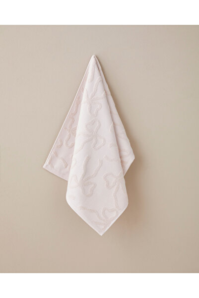 English Home Romance Ribbon Pamuk Jakarlı Yüz Havlusu 50x80 cm Pudra