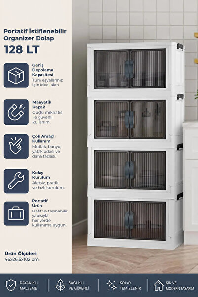 Kitchen Life 4'lü Portatif Istiflenebilir Organizer Mıknatıslı Kapaklı Dolap ...