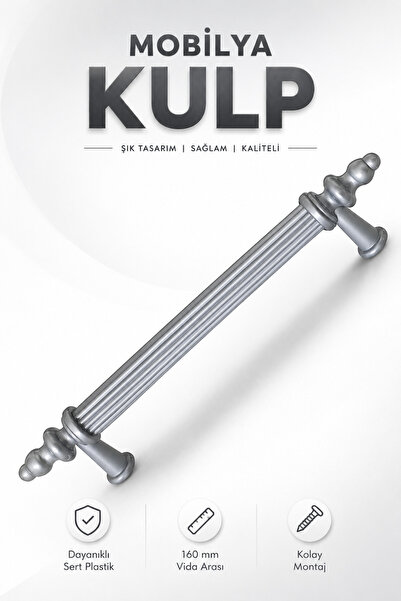 NZB Çekmece Banyo Mutfak Dolap Kapak Kulpu Kulbu 160 Mm Gri Sert Plastik Kulp