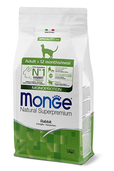 Monge Monoprotein Tavşan Yetişkin Kuru Kedi Maması - 1,5 Kg