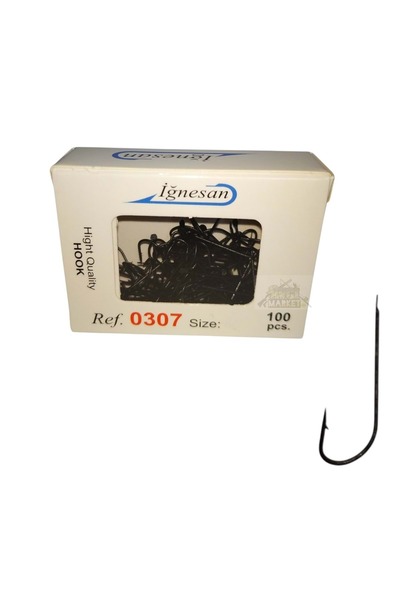 İğnesan 0307 Serisi Siyah Çapraz 100lü Paket Olta İğnesi - NO-5