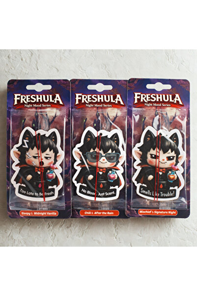 freshula Night Mood Serisi Premium Askılı Araç Kokusu 3'lü Set (Sleepy, Chill...