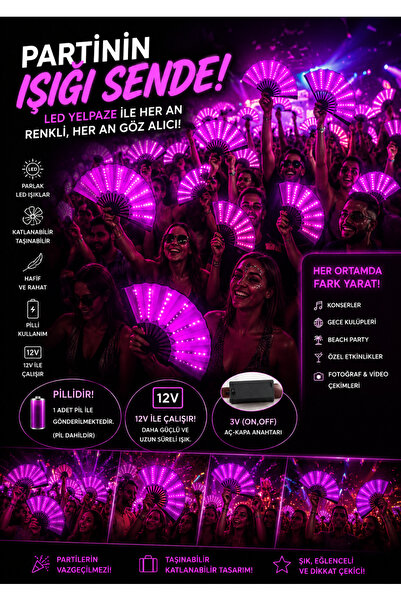Zigver 3 V 13 inç Kızdırma Katlanır El Fan LED Dekoratif Fan LED Fan Fotoğraf...