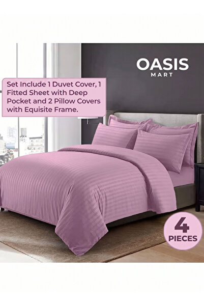 Generic 4-Piece Luxury King Size Striped Bedding Set – Duvet Cover 220×240 cm...
