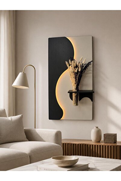 MAGNOLIA WOOD BATTERY LED SCANDINAVIAN STYLE LIVING ROOM WALL SHELF MODERN FLOWERBED 40 X 70 CM