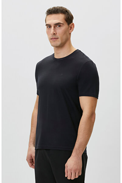 Network Lacivert Pike Desenli Basic T-shirt