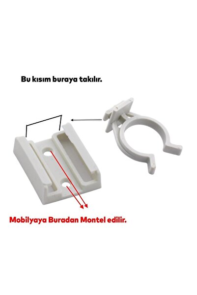 NZB Mobilya Baza Ayakkabılık Dolap Mutfak Tezgah Gardrop Vestiyer Ayak Boru Tutucu Toka Klips (6 Adet)